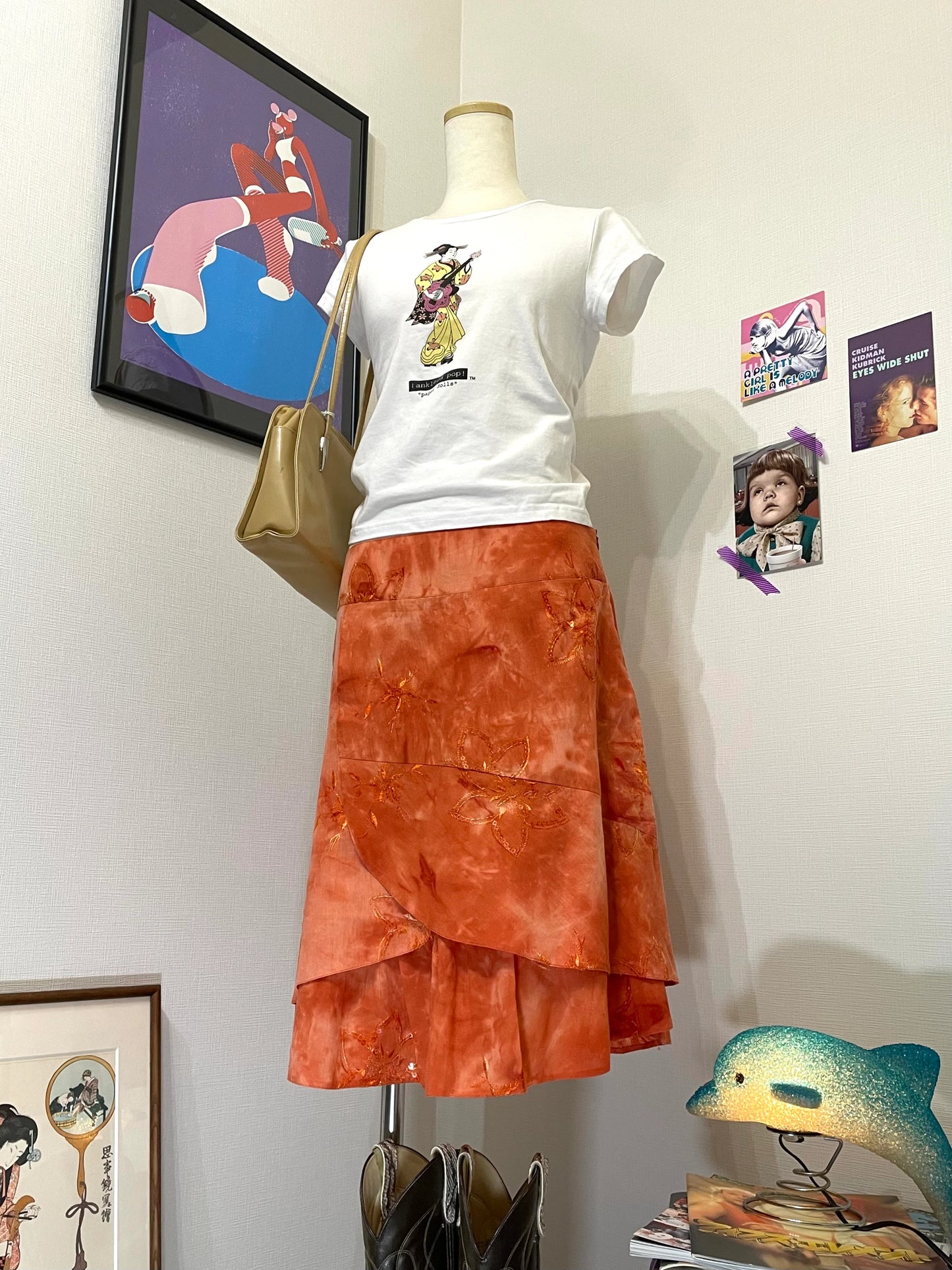 Orange Dyed Leaf Skirt
