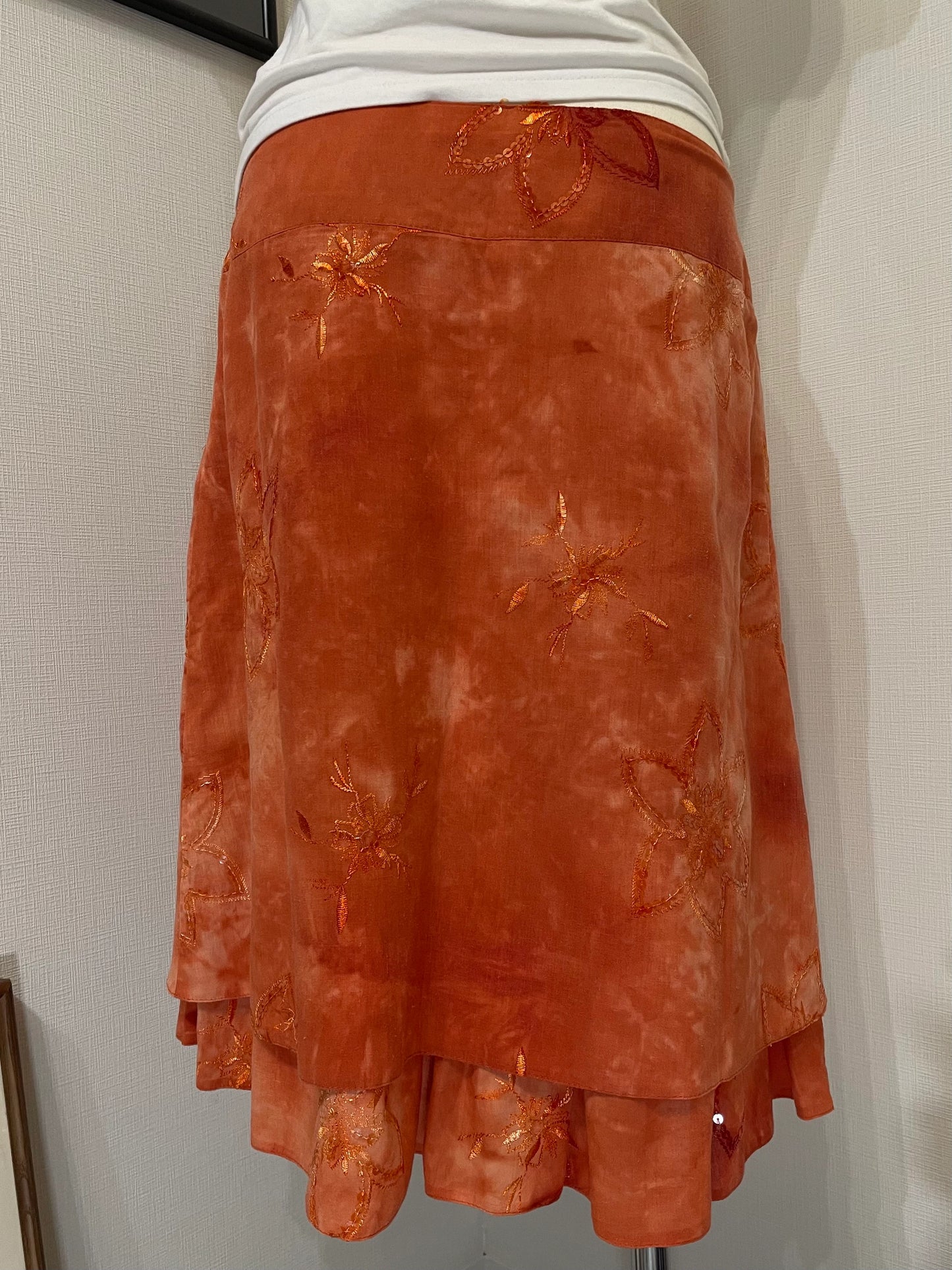 Orange Dyed Leaf Skirt