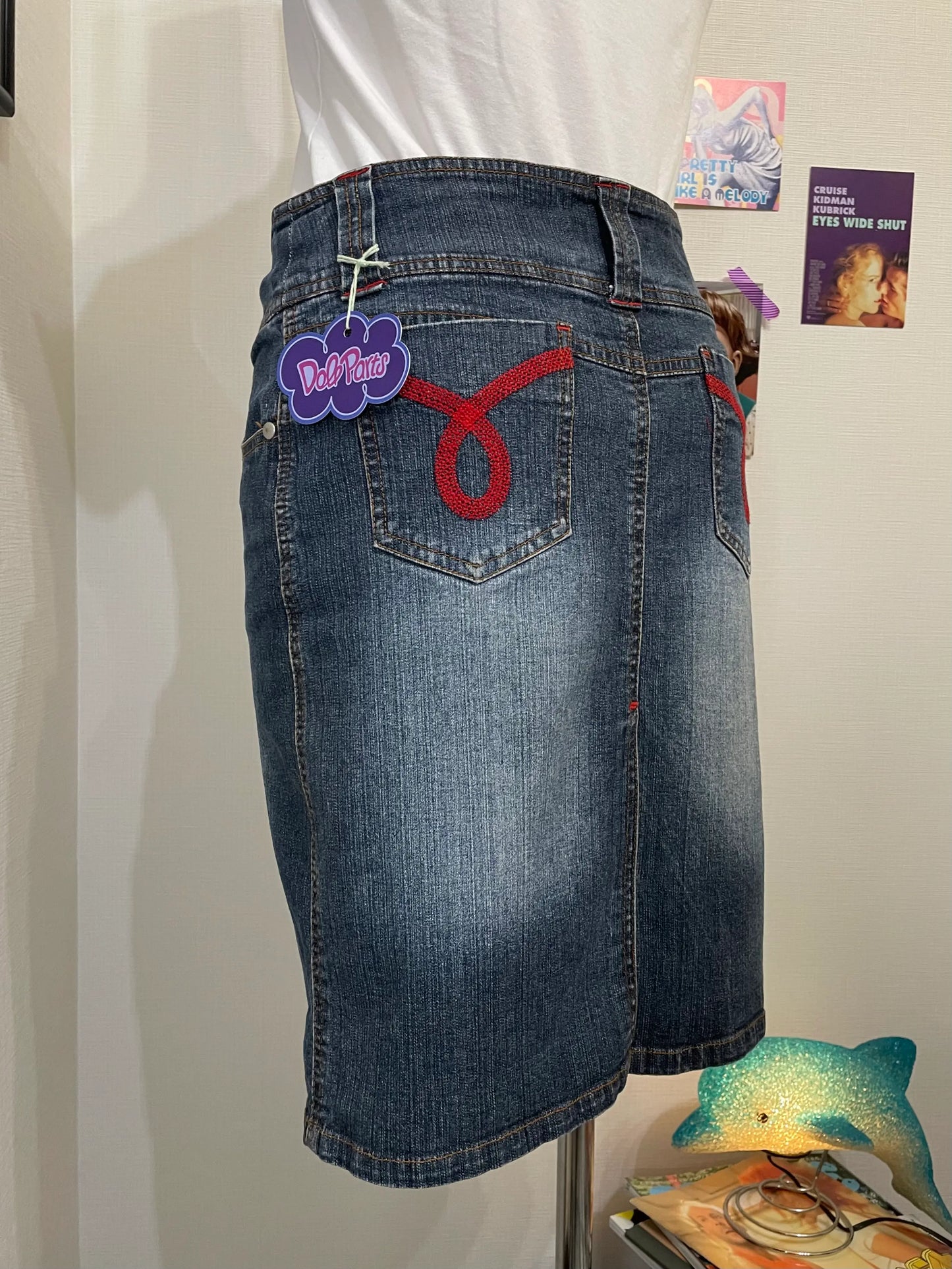 Button × Stitch Denim Skirt