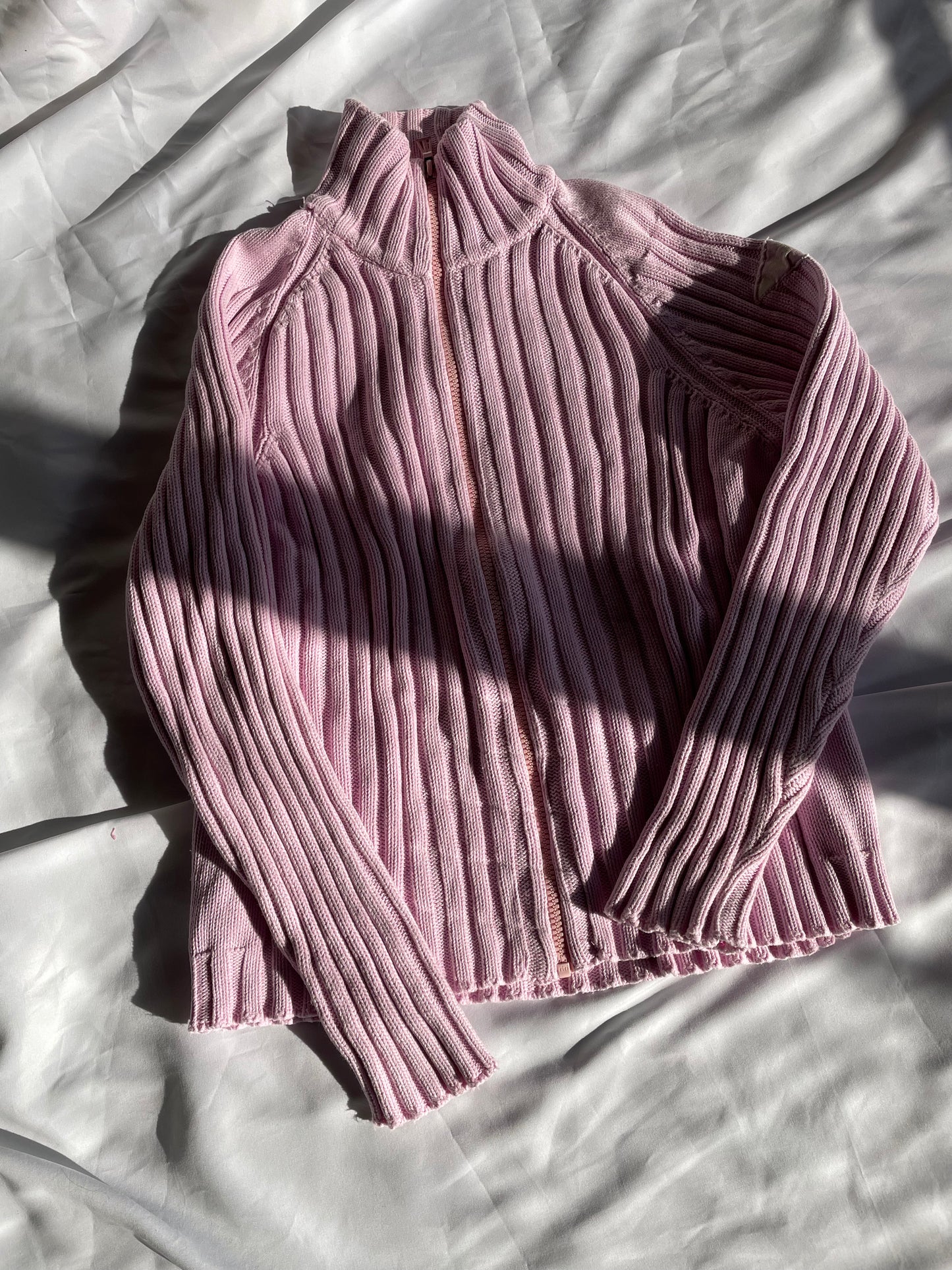 Pale Pink Zip Up Knit