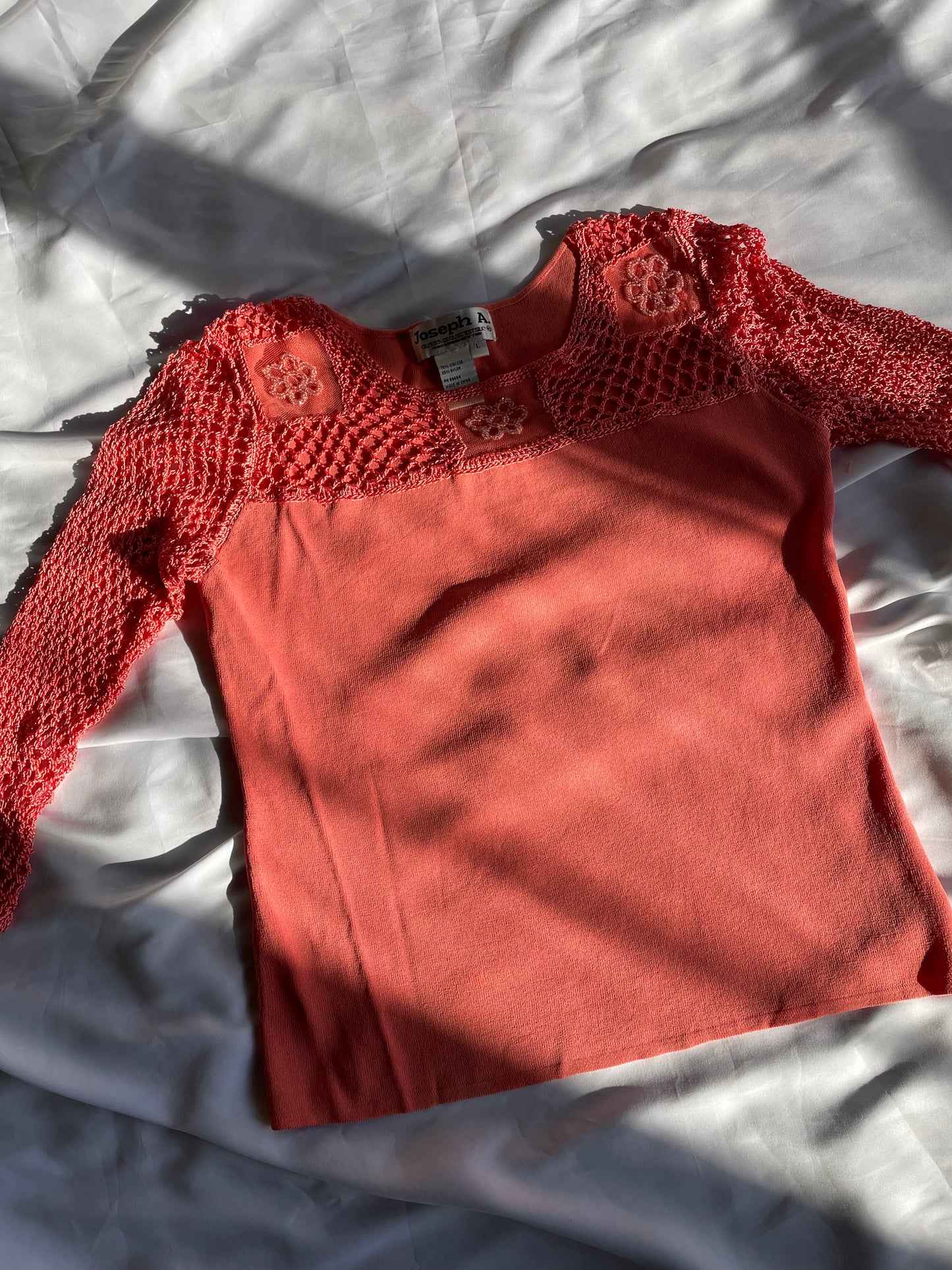 Salmon Pink Crochet Top