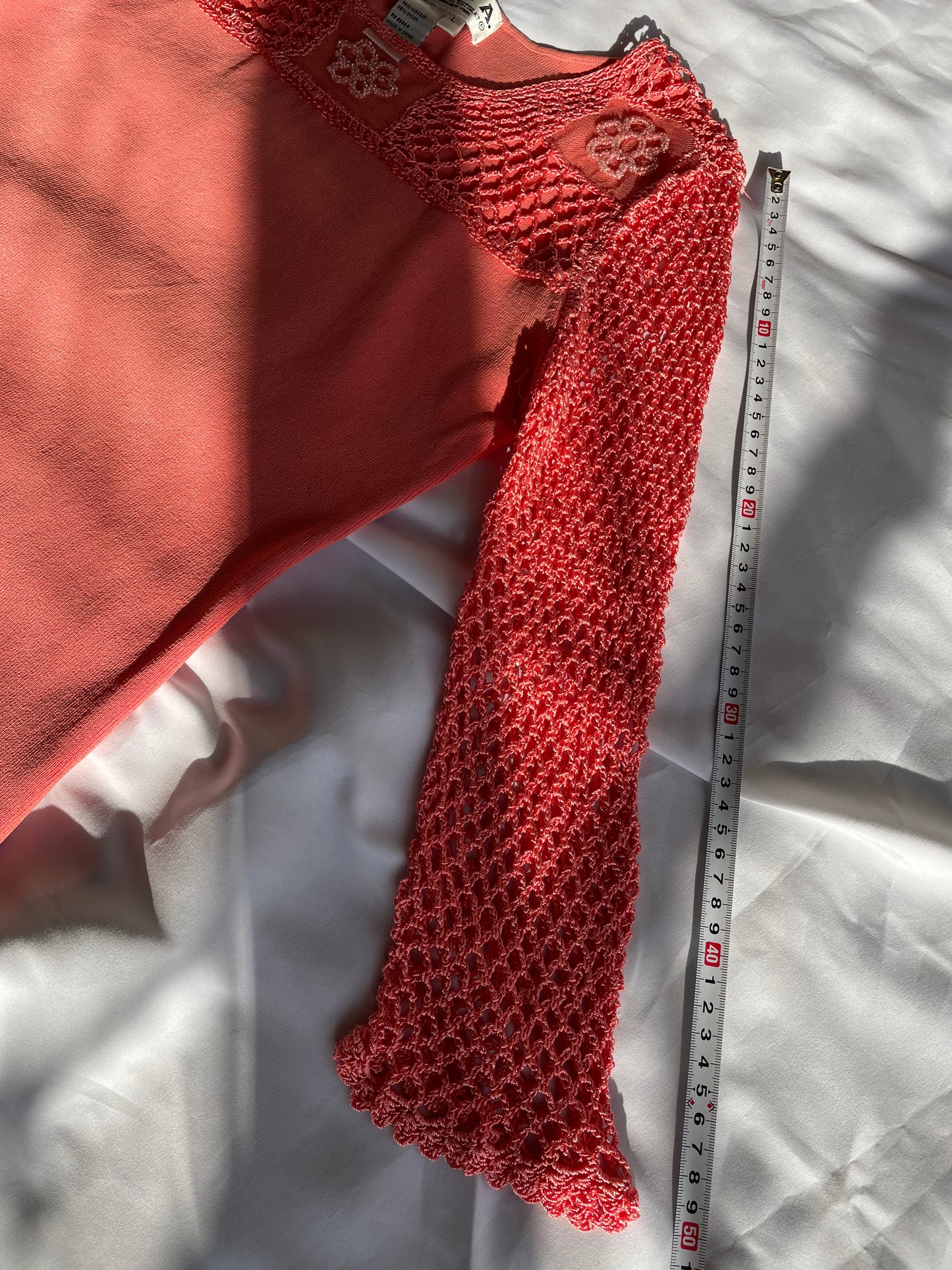 Salmon Pink Crochet Top