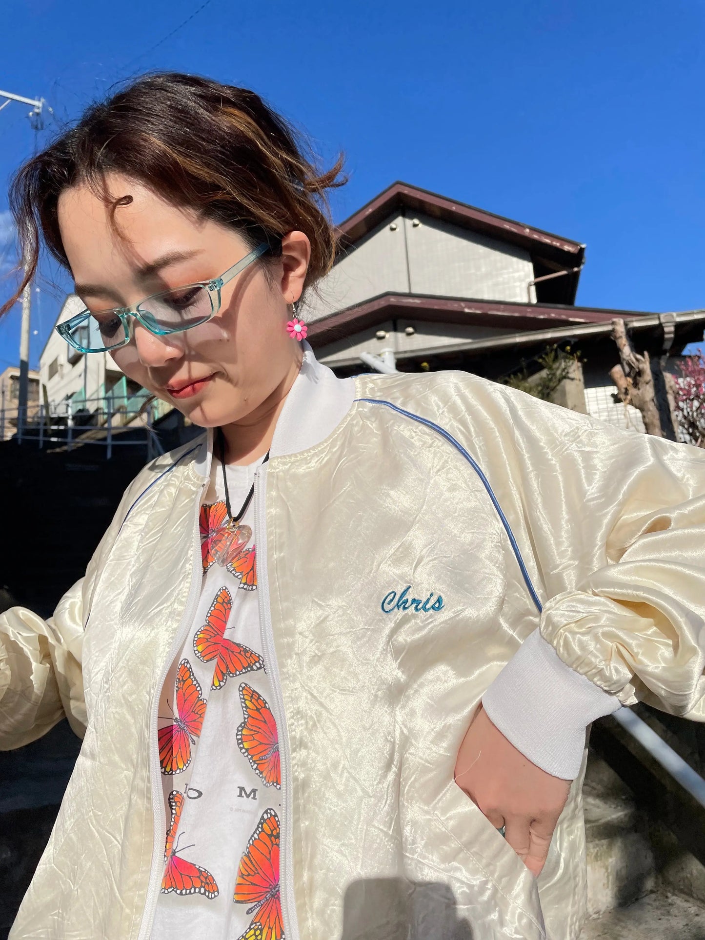 White "AMERICA" Embroidered Jacket