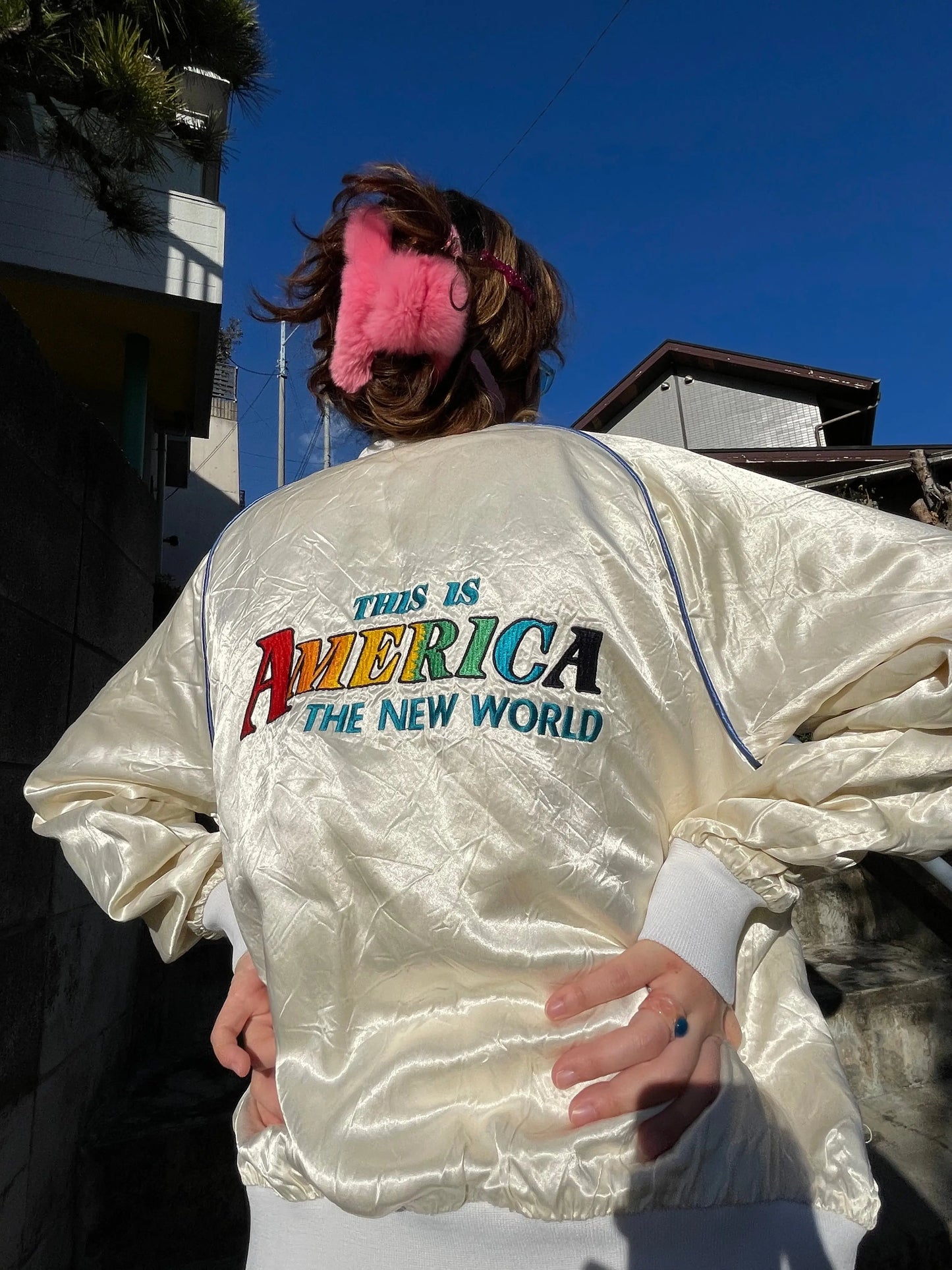 White "AMERICA" Embroidered Jacket