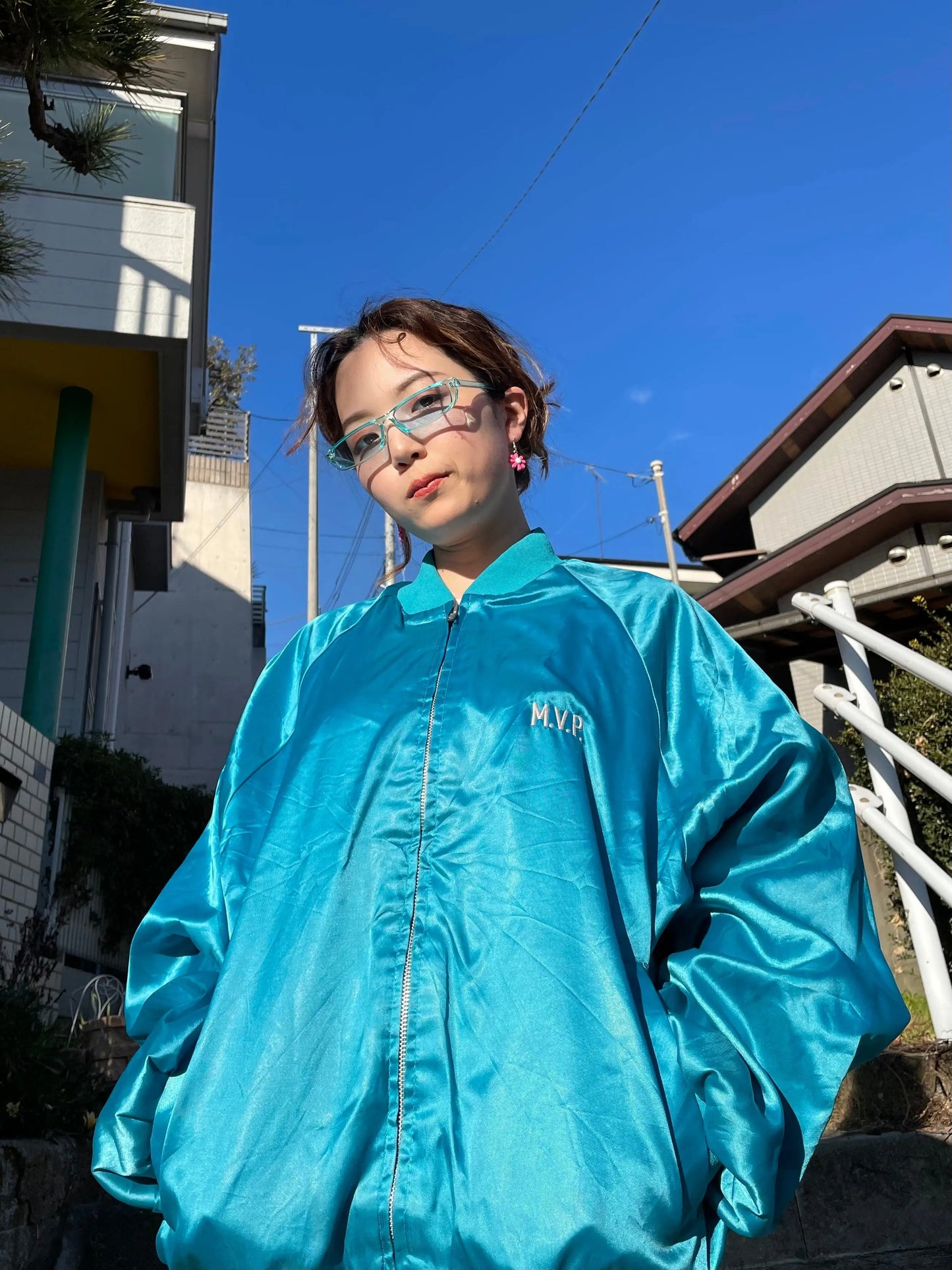 Sky Blue Earth Printed Jacket