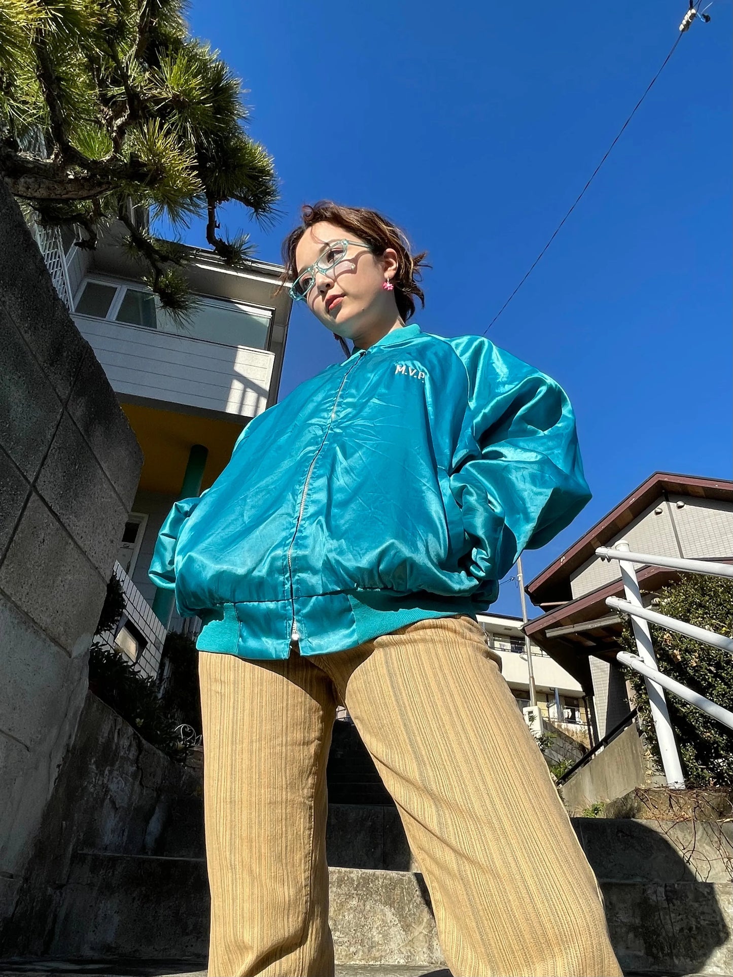 Sky Blue Earth Printed Jacket