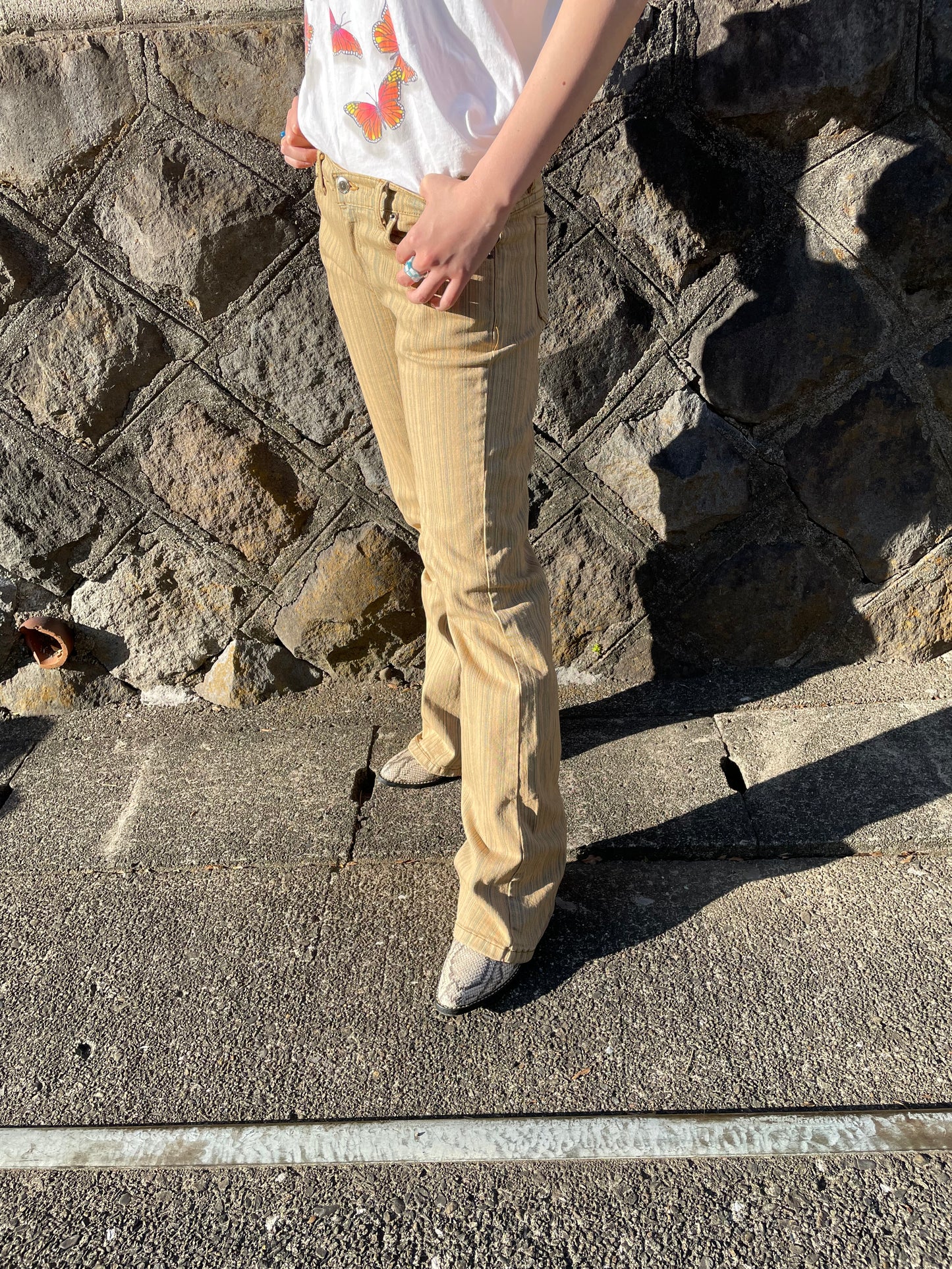 Stripe Boots Cut Denim